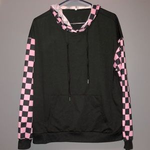 SHEIN black and pink-checkered hoodie